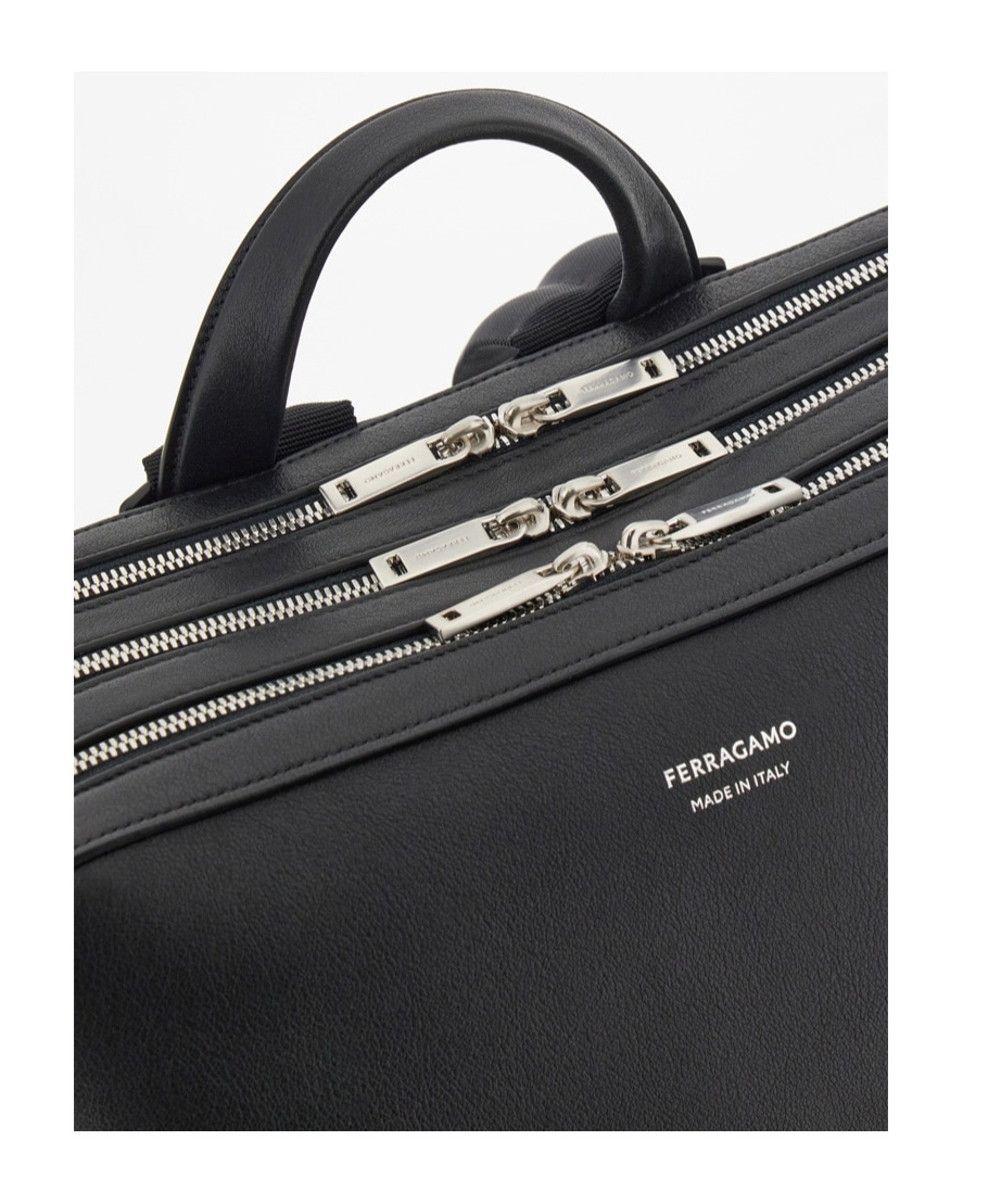 Ferragamo Grained Leather Backpack In Black