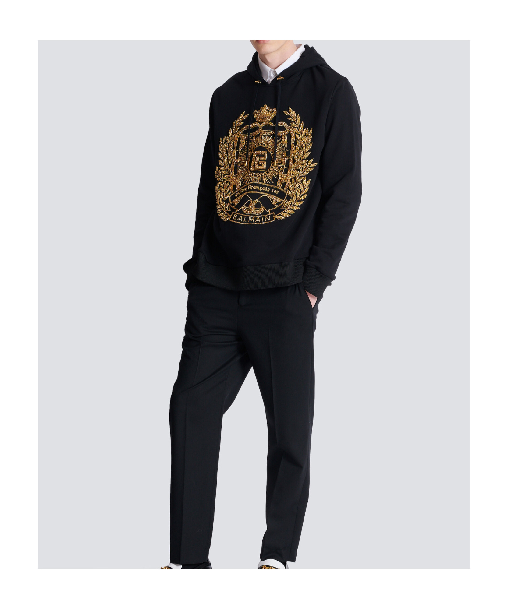 Balmain Embroidered Hoodie In Black