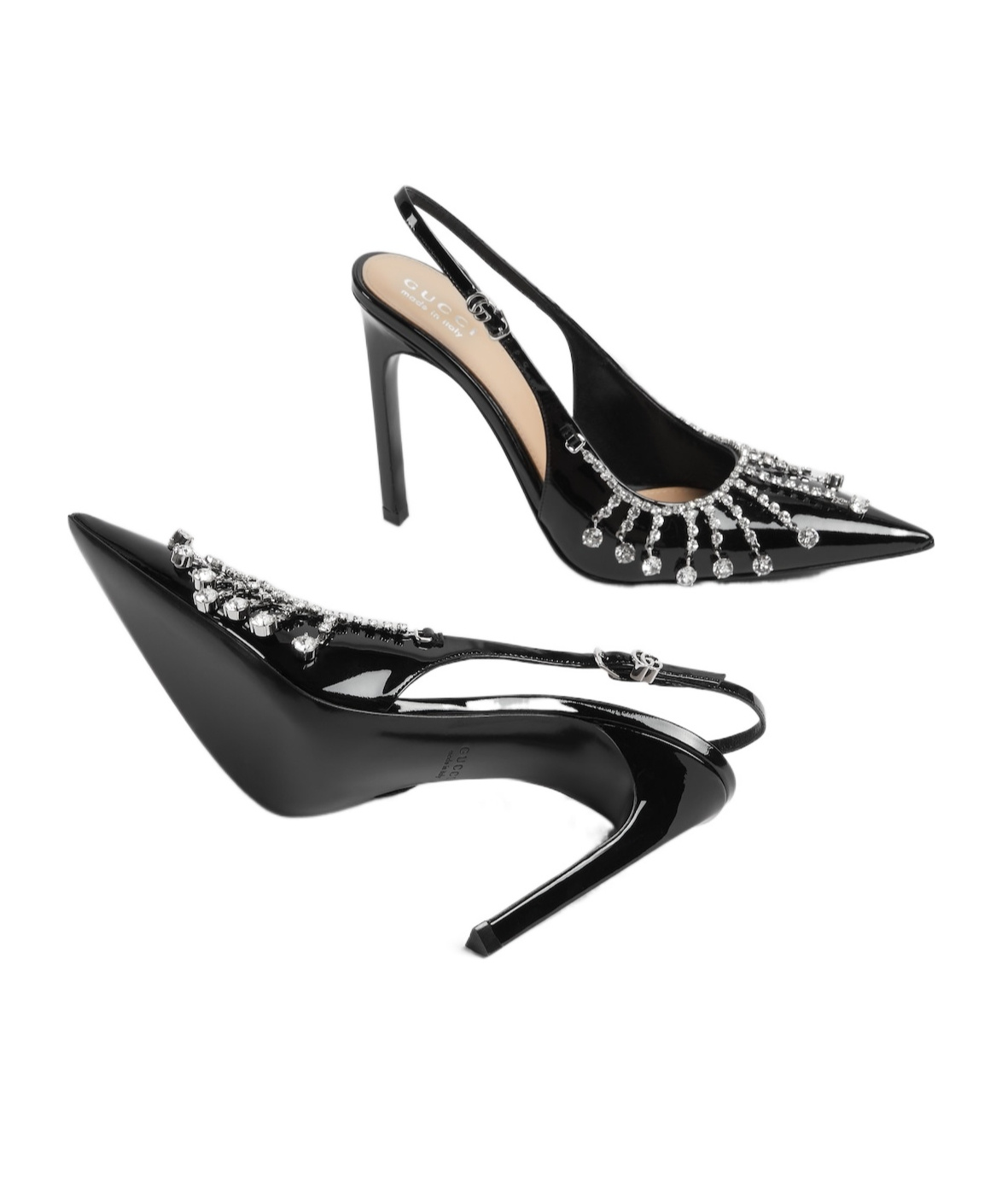 Shop Gucci Women's Pump With Crystal Chain In Black