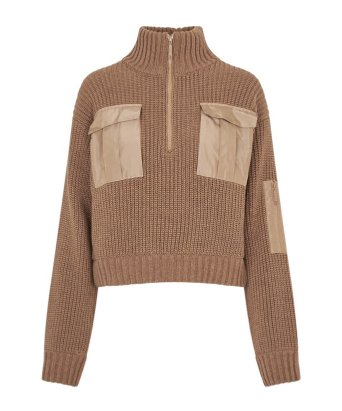 Baum Und Pferdgarten Turtleneck Zip-up Sweater In Brown