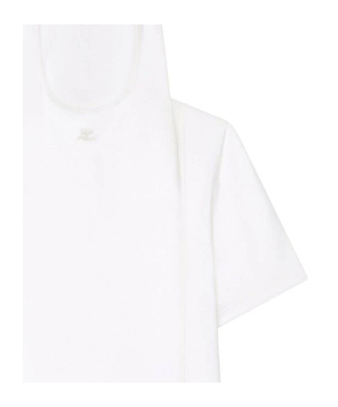 Courrèges White Cotton Hoodie T-shirt In White