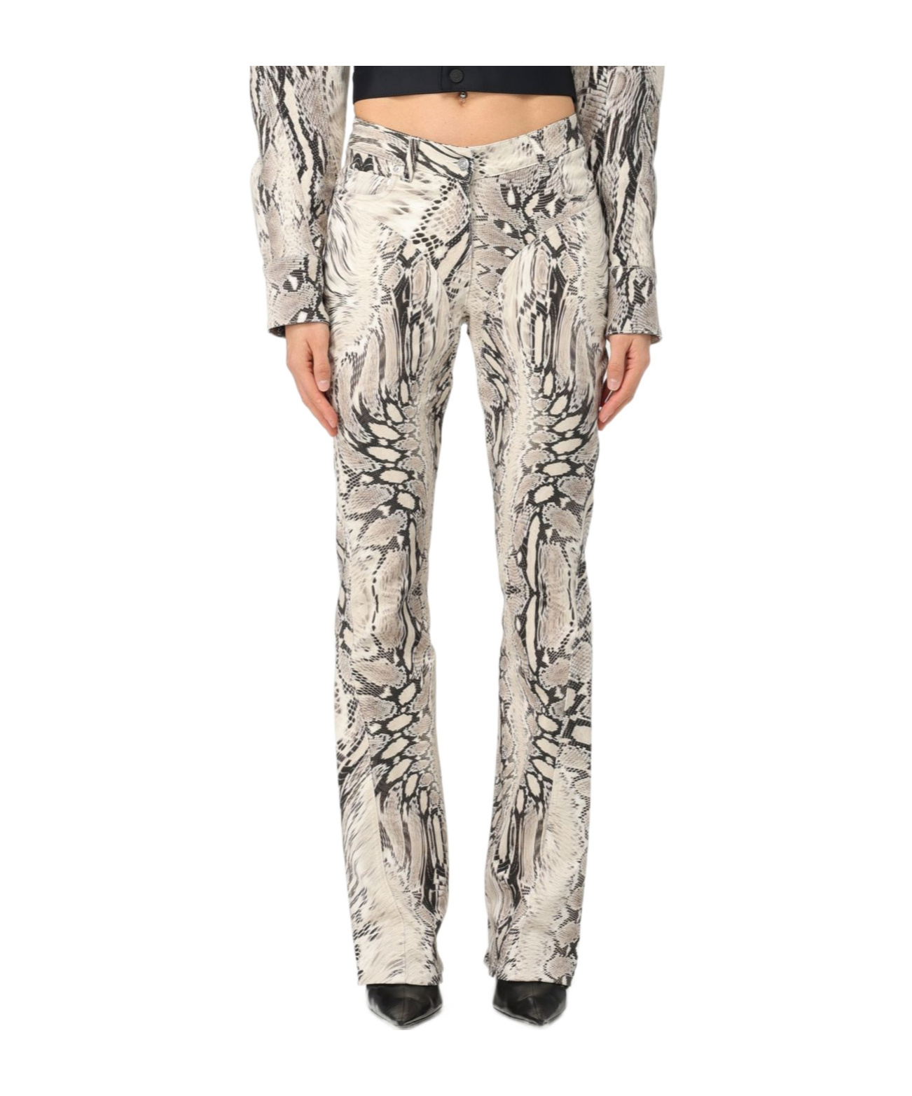 Mugler Printed Straight Leg Pant In Gray