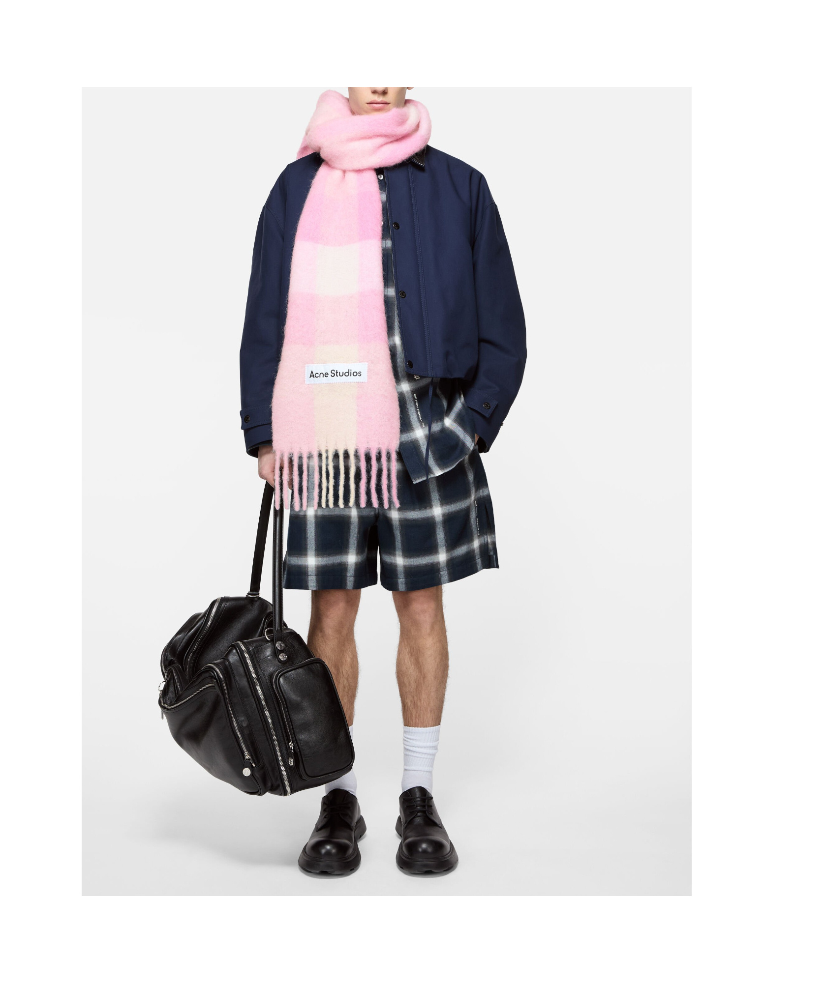 Acne Studios Mohair Checked Scarf In Pink