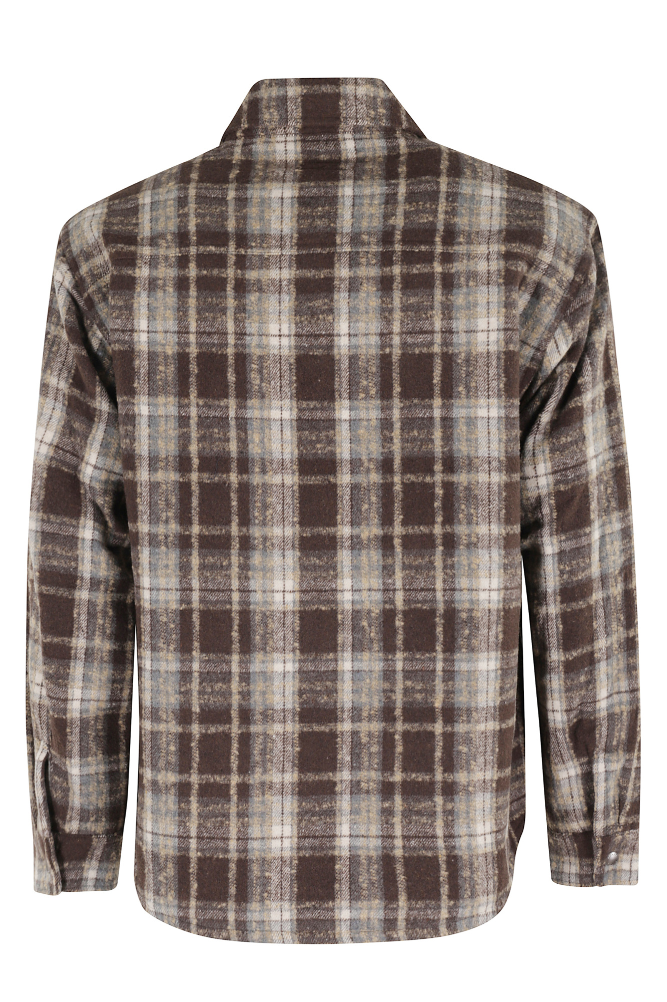 Dunst Unisex Quilted Check Flannel Shirt In Brown