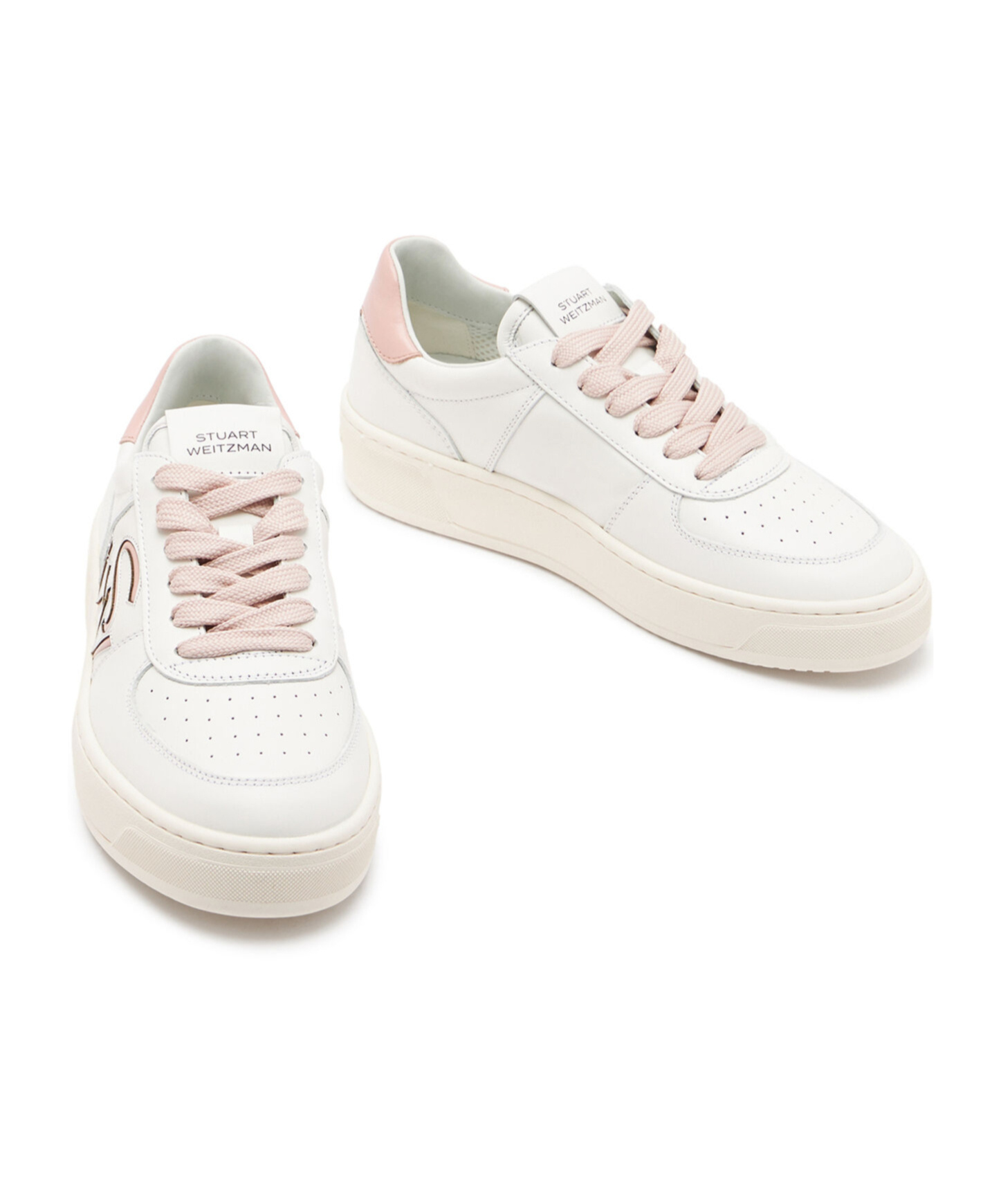 Stuart Weitzman Lace-up Low-cut Casual Shoes In White