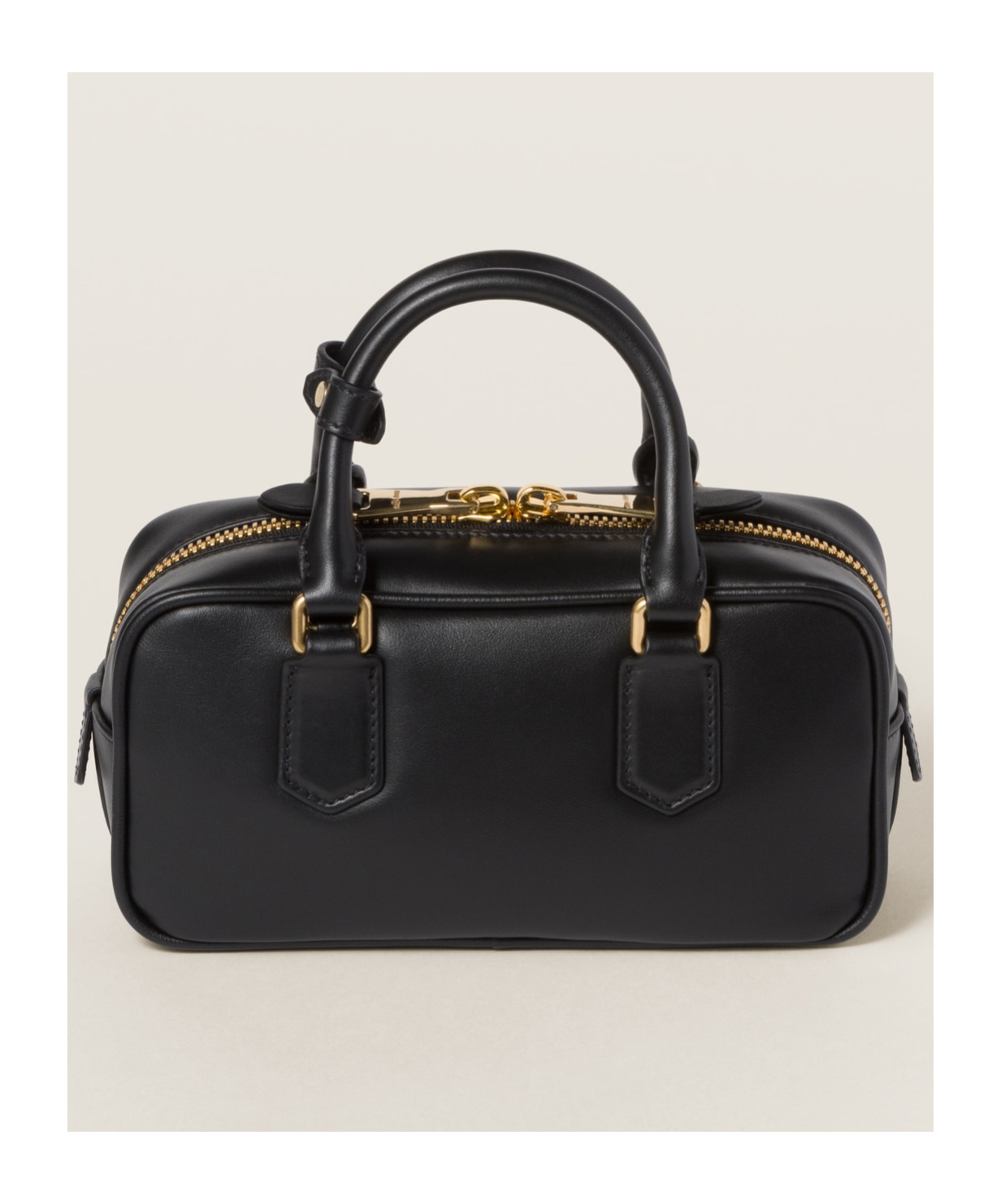 Miu Miu Mini Arcadie Leather Top-handle Bag In Black