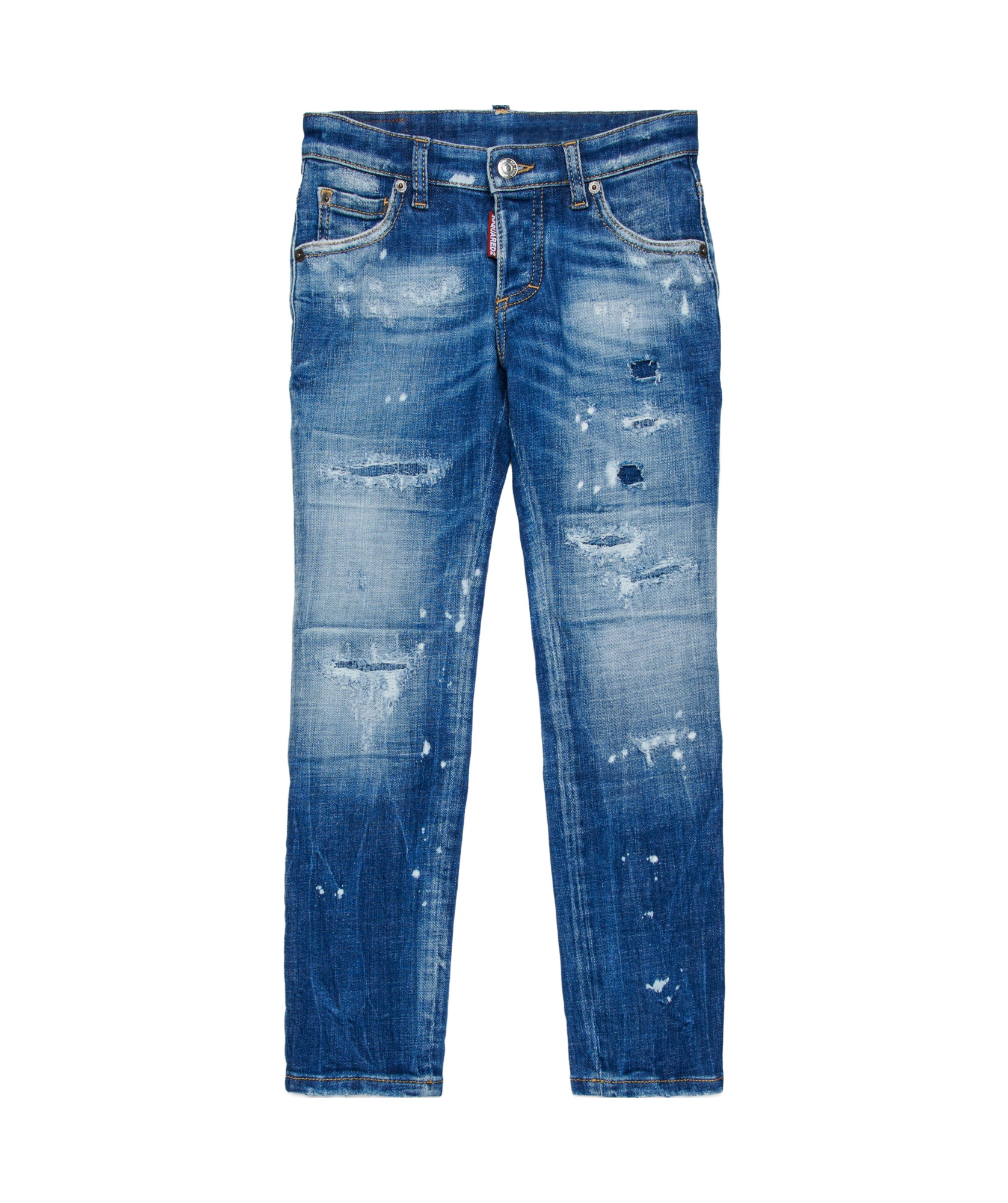 Dsquared2 Straight Jeans With Tears And Stains In Blue