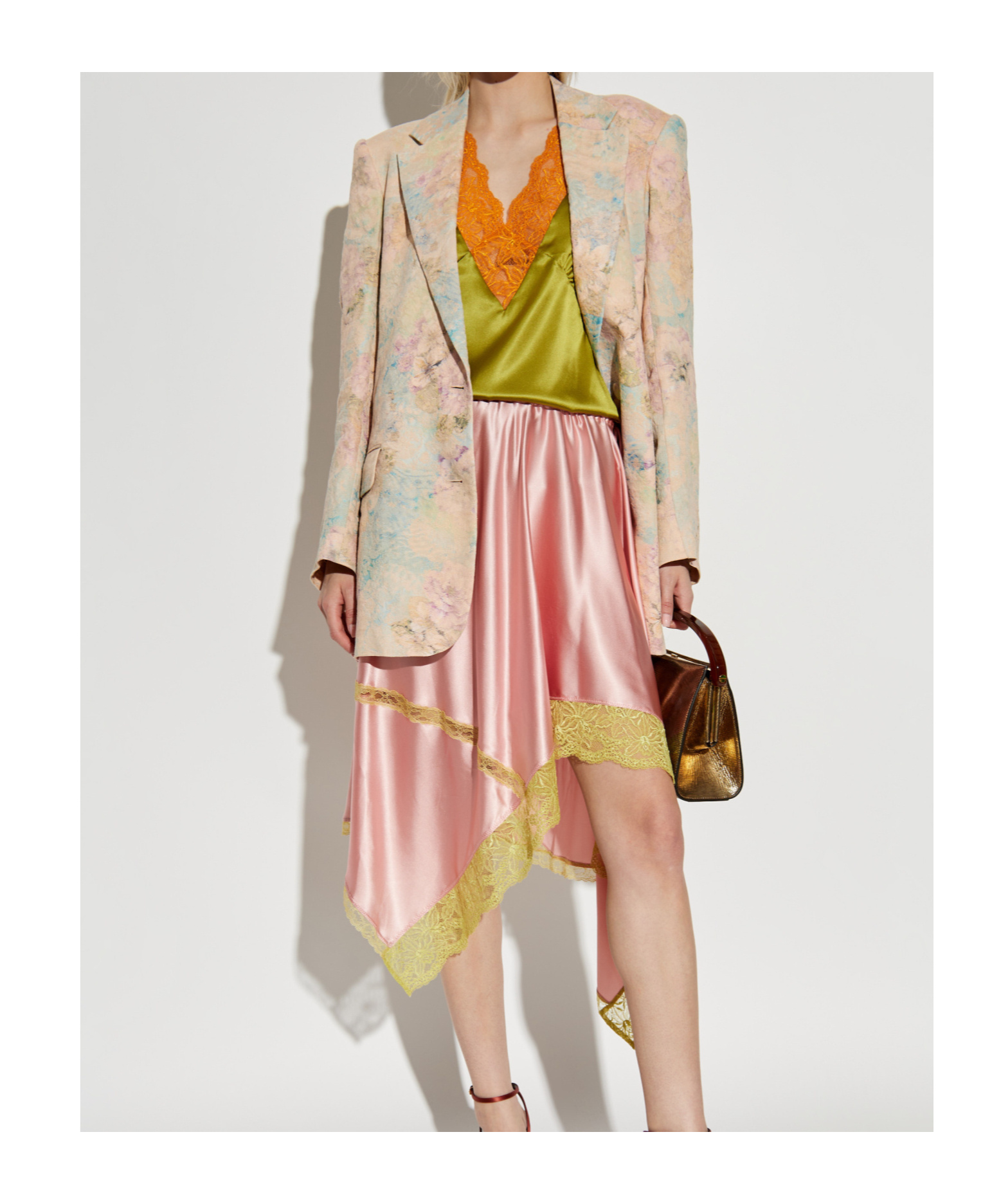 Shop Dries Van Noten Multicolor Floral Print Blazer In Nude