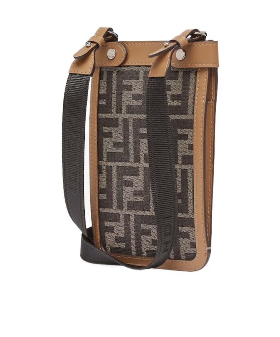 Shop Fendi Brown Fabric Phone Case In Black