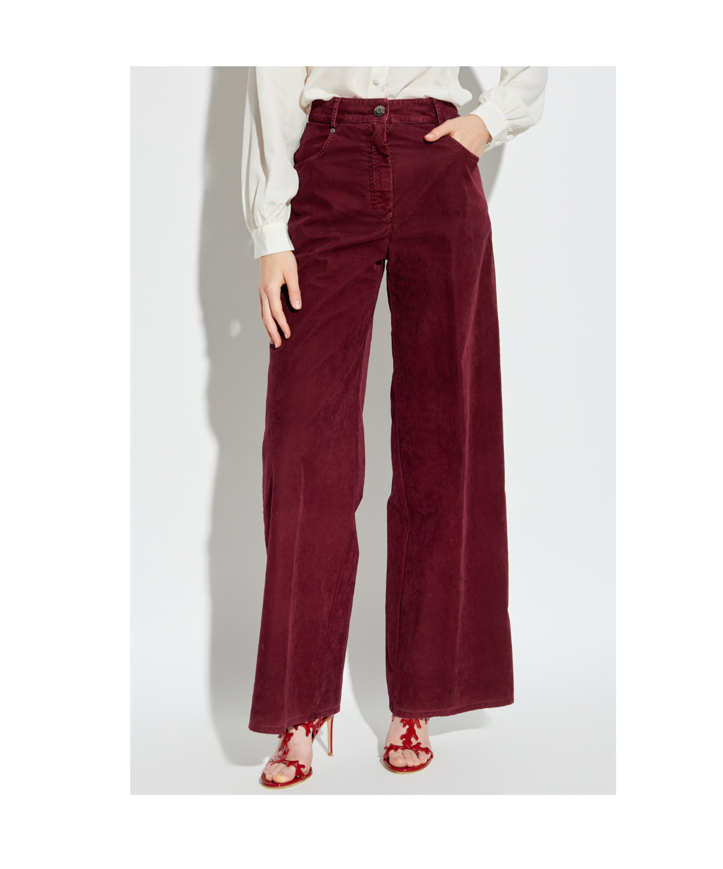 Forte Forte Casual Pants With Belt Loops In Burgundy