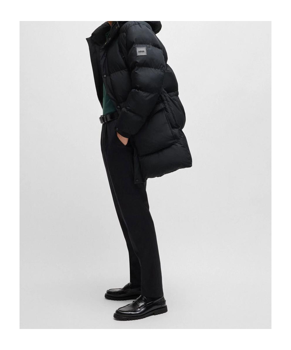 Hugo Boss Long Sleeve Cotton Coat In Black