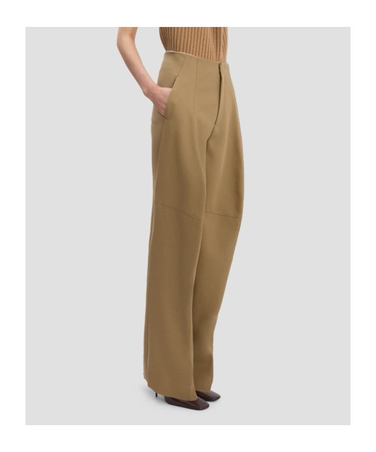 Victoria Beckham Sculptural Leg Trouser In Dark Camel In Brown