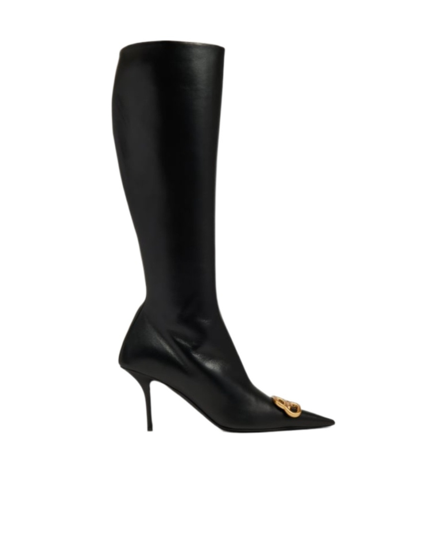 Balenciaga Black Nappa Leather Squared Knife Bb Boots In Black