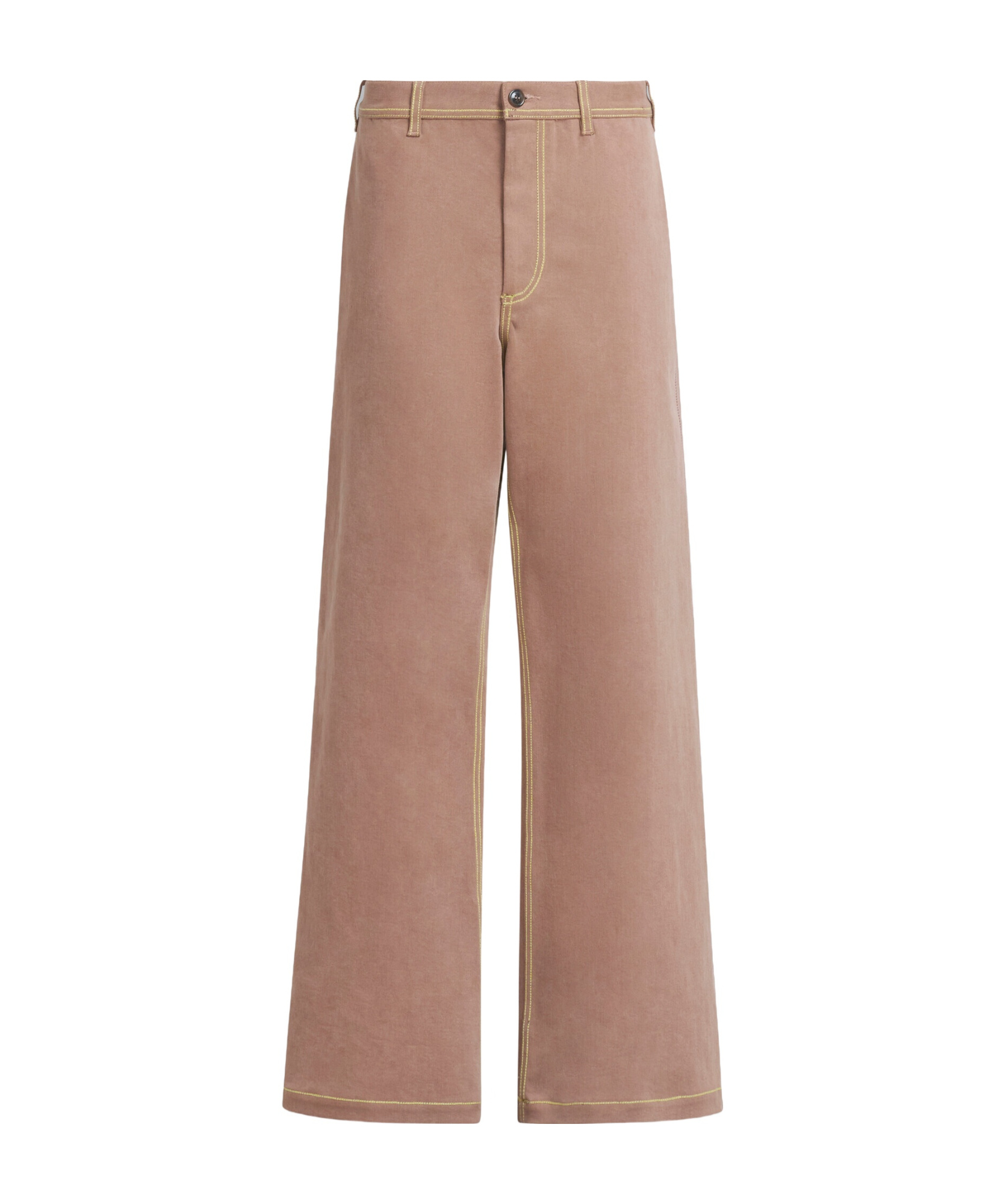 Shop Marni Brown Organic Denim Trousers With Contrast Stitching In Nude