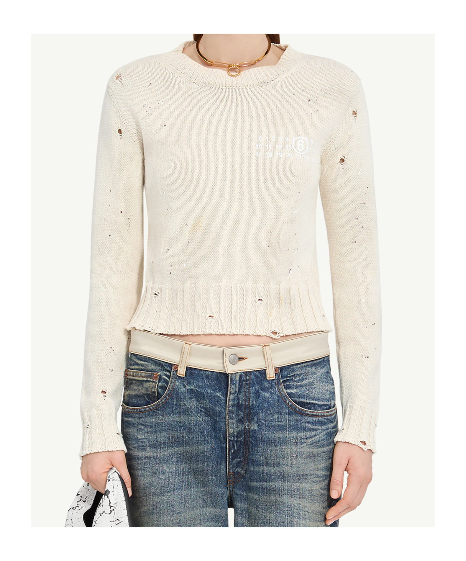 Shop Mm6 Maison Margiela Paint Residue Knit In White