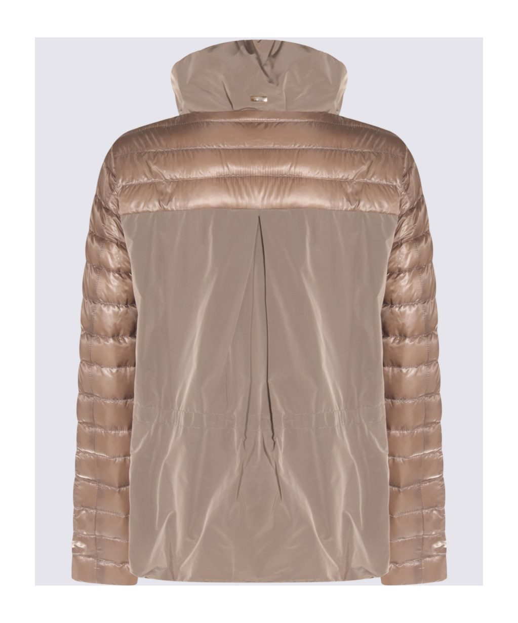Herno Padded Jackets With Hood And Elastic Cuffs In Nude