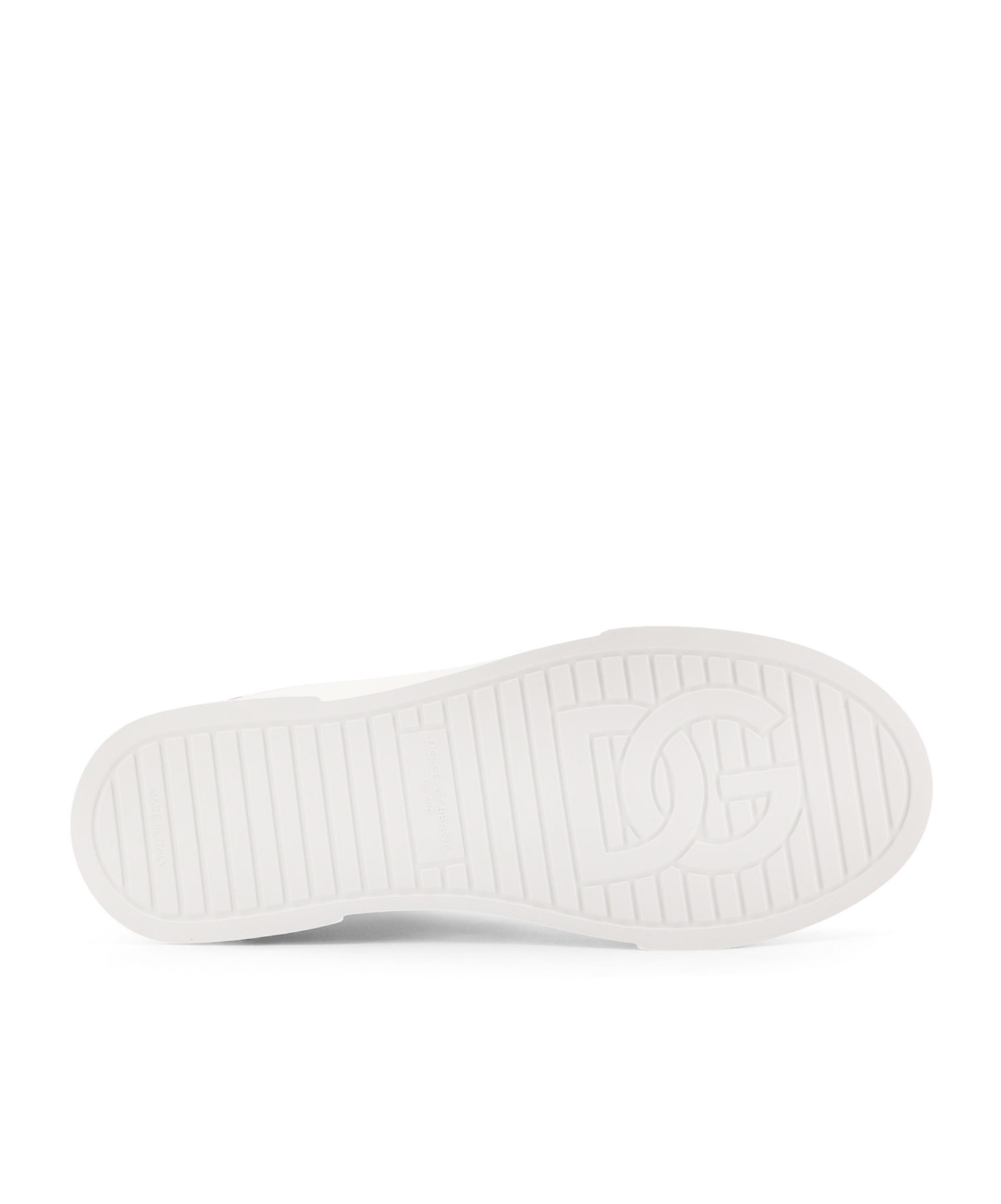 Dolce & Gabbana Portofino Leather Low-top Sneakers With Lateral Lettering Logo In White