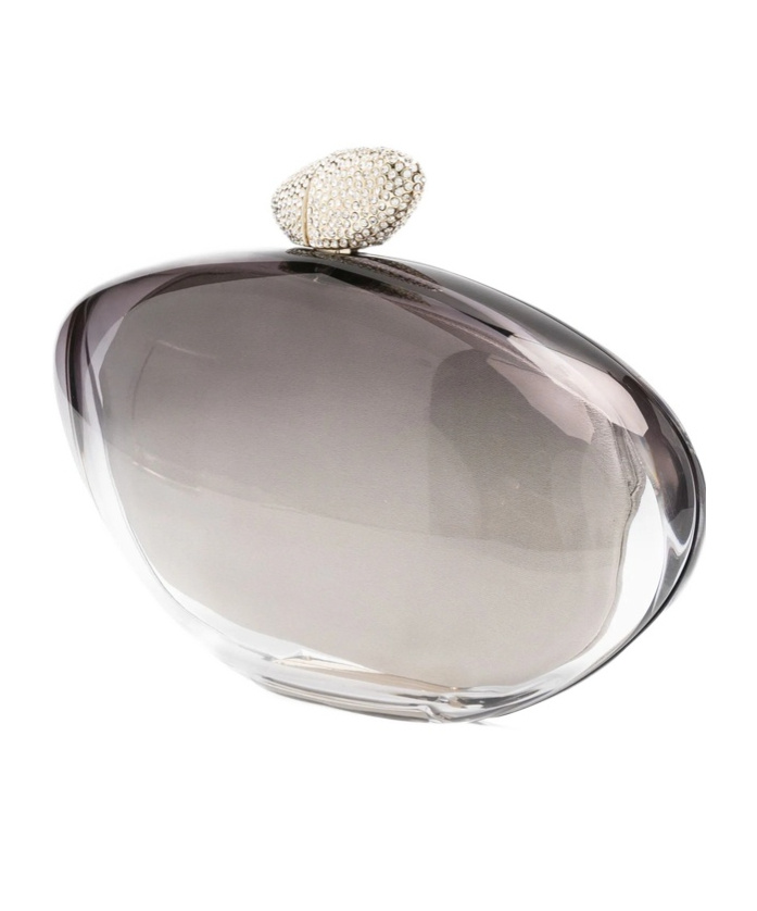 Benedetta Bruzziches Crystal-embellished Clutch Bag In Gray