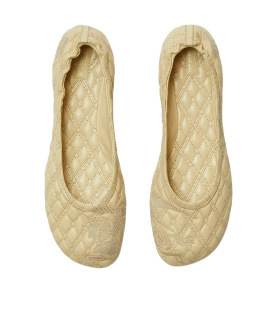 Burberry Sadler Quilted Leather Ballerina Flats In Nude