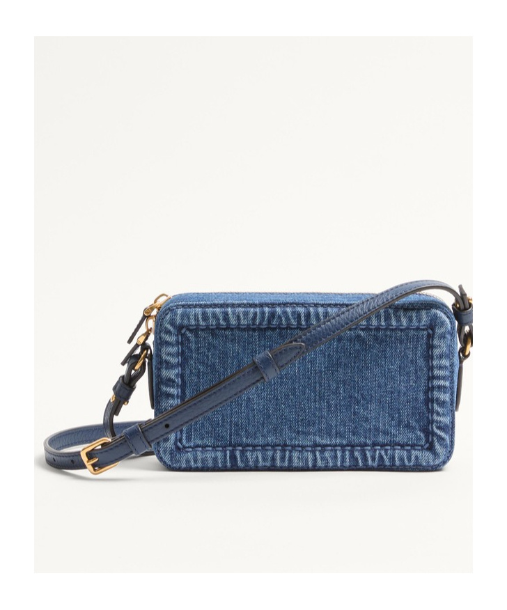 Shop Valentino Garavani Alltime Mini Denim Shoulder Bag In Blue
