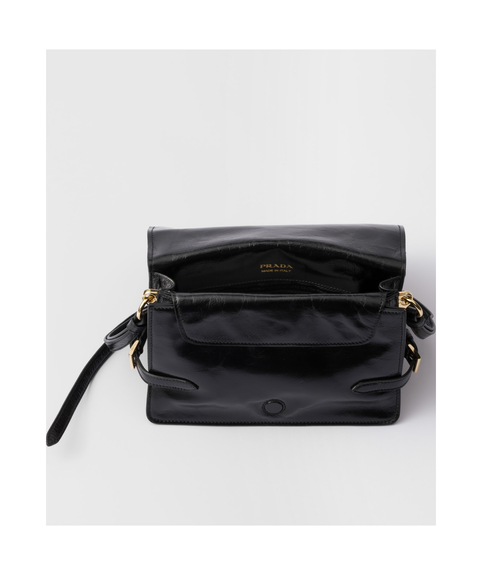 Prada Flap Soft Leather Shoulder Bag In Black