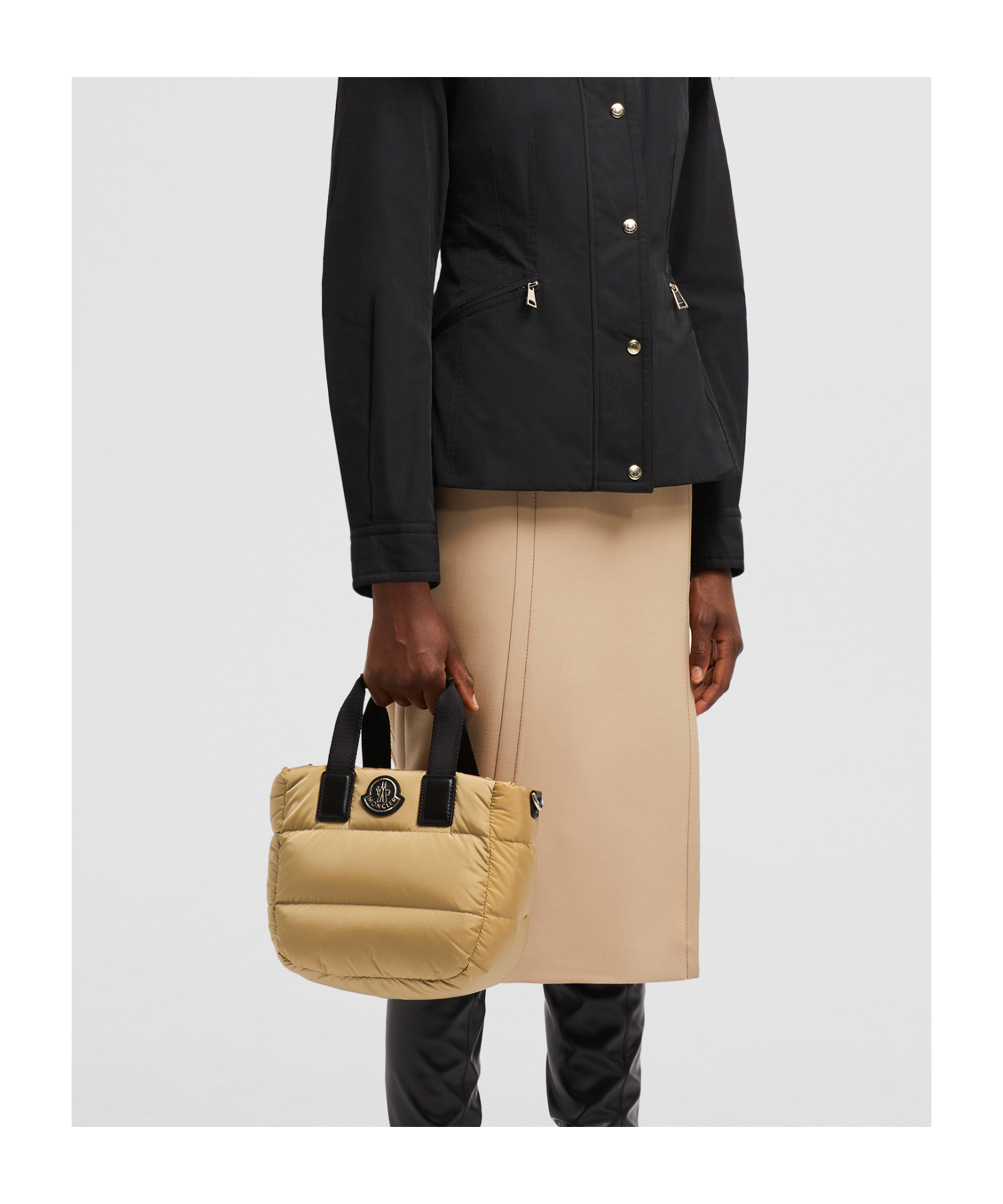 Moncler Caradoc Mini Shoulder Bag In Camel Beige