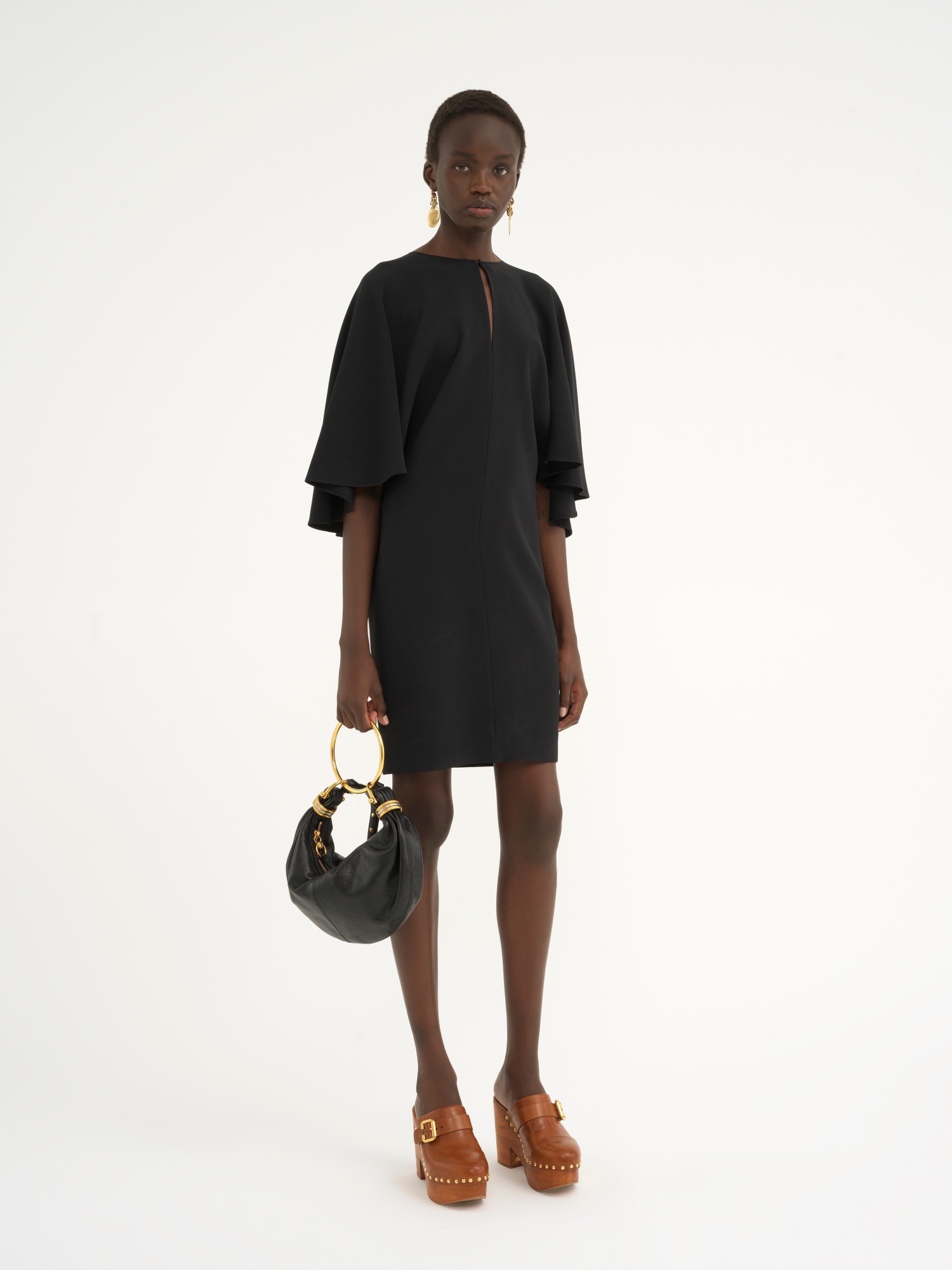 Shop Chloé Draped-detail Cady Mini Dress In Black