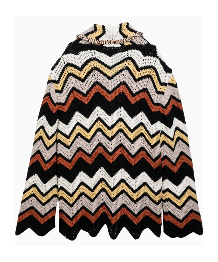 Alanui Crochet Knit Zig Zag Cardigan In Multi