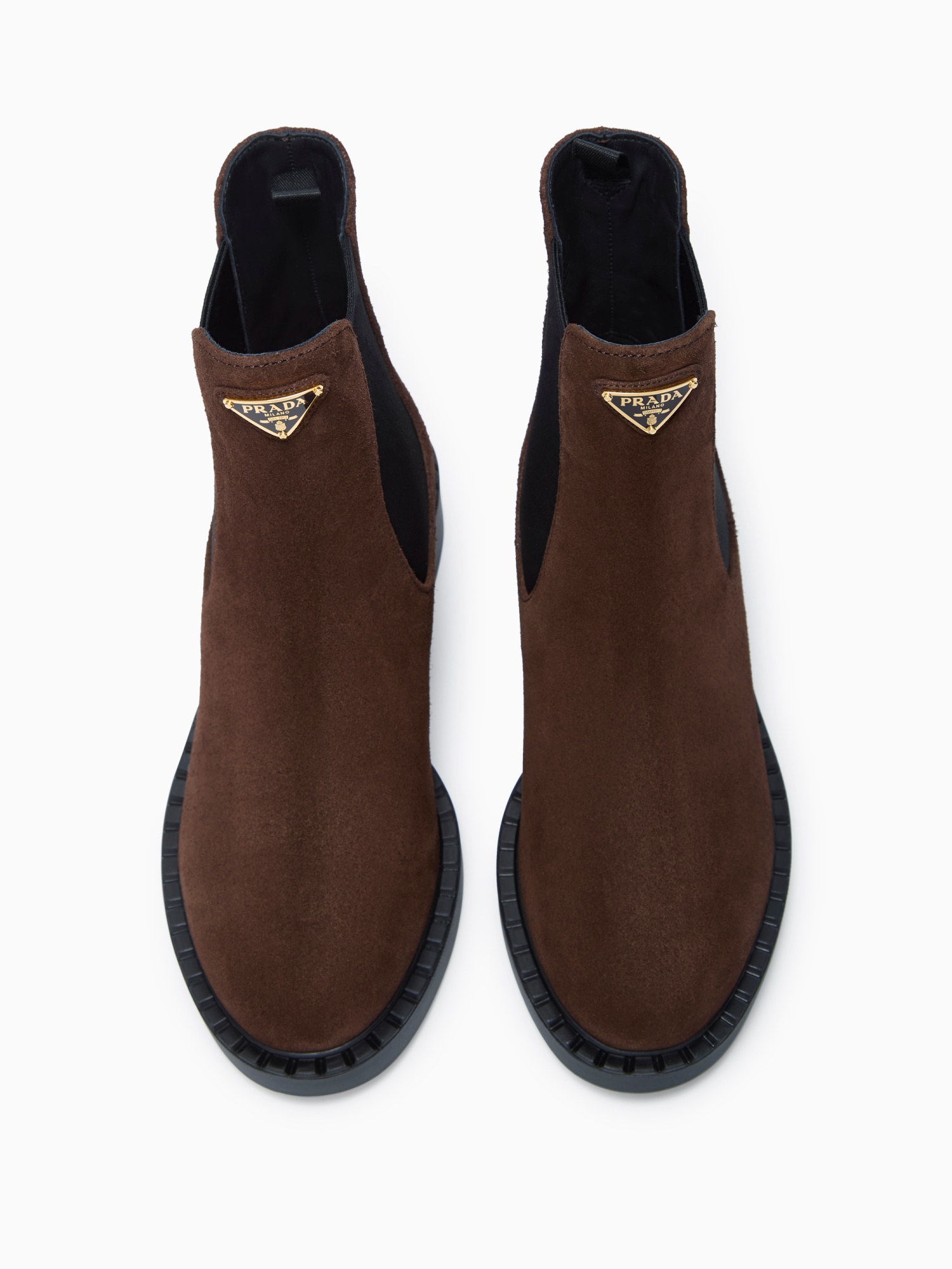 Prada Suede Chelsea Boots In Brown