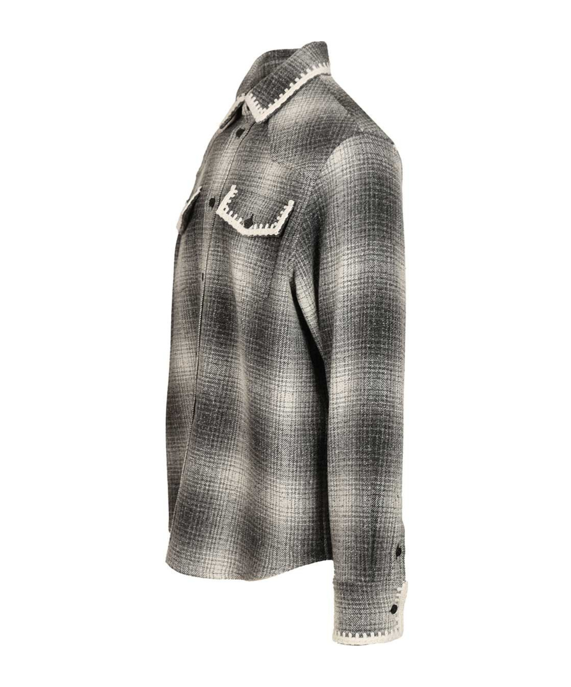 Golden Goose Checked Crochet-trimmed Shirt Jacket In Black
