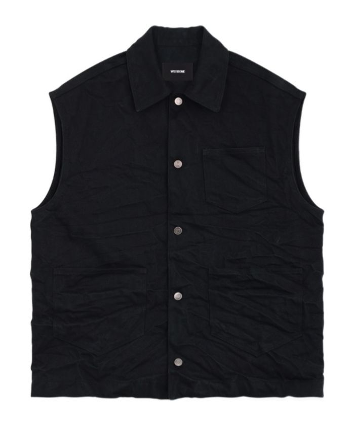 We11 Done Press-stud Cotton-blend Vest In Black