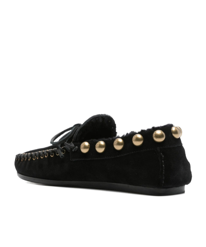 Isabel Marant Gold-stud Embellished Loafers In Black