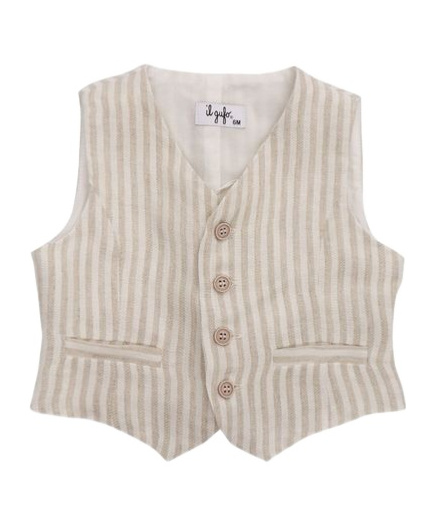 Il Gufo Striped Linen Waistcoat