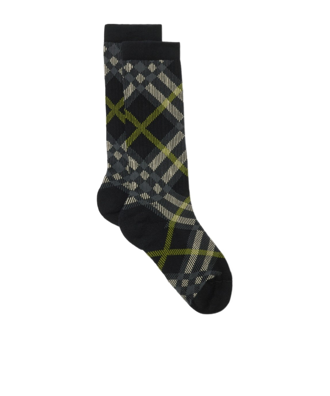 Burberry Check Crew Socks In Black