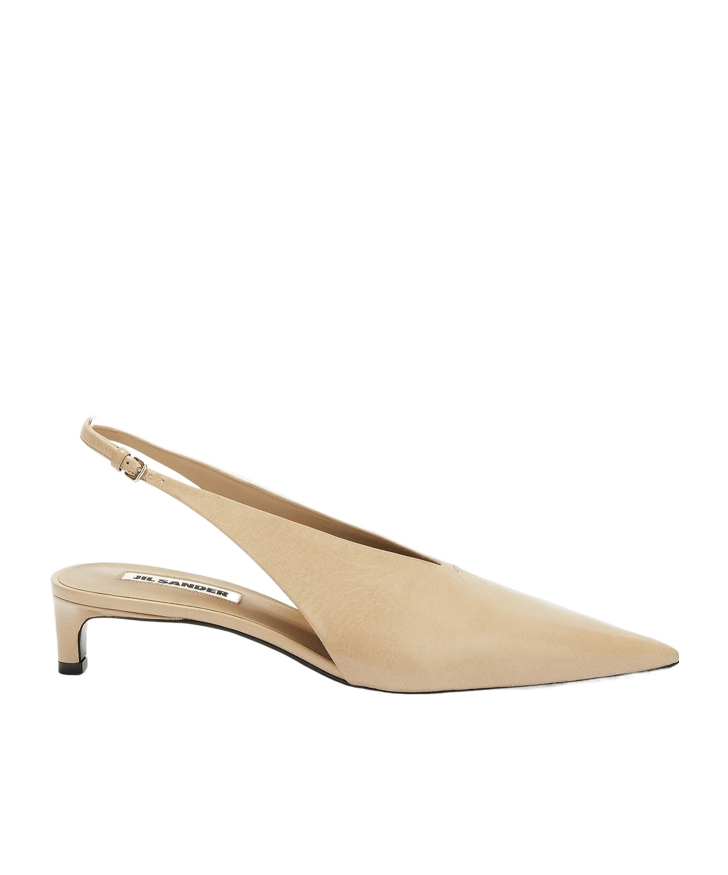 Jil Sander Leather Slingback Pumps With Adjustable Strap In Nude