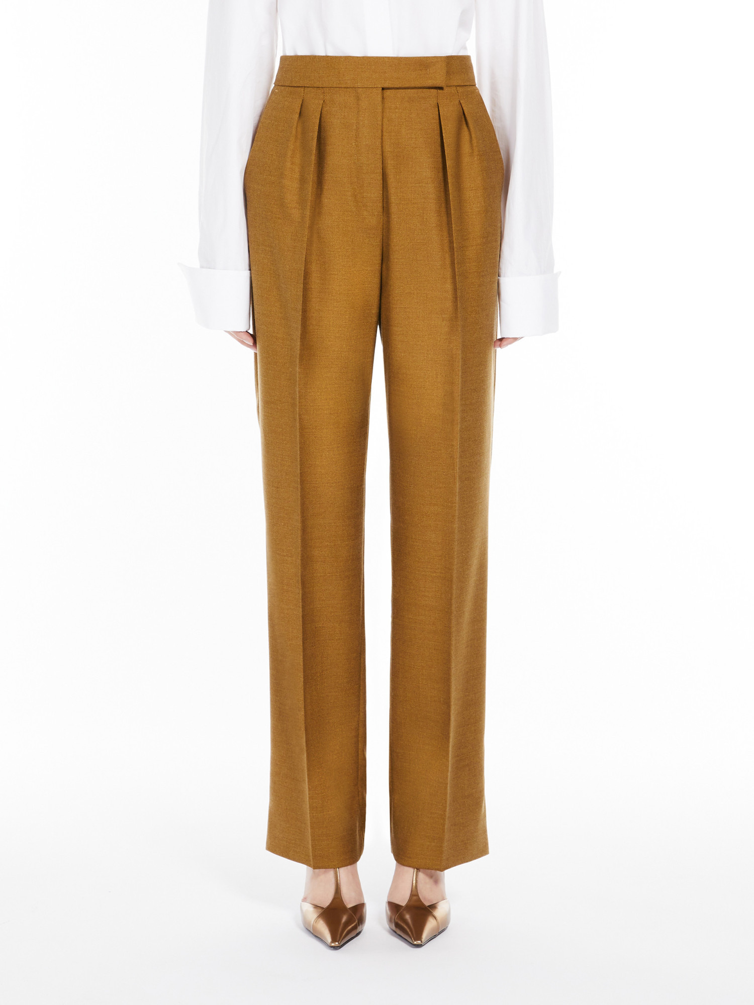 MAX MARA WOOL, MOHAIR AND SILK CANVAS TROUSERS