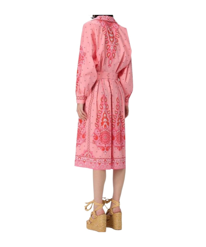 Etro Chemisier Pink Cotton Midi Dress 40