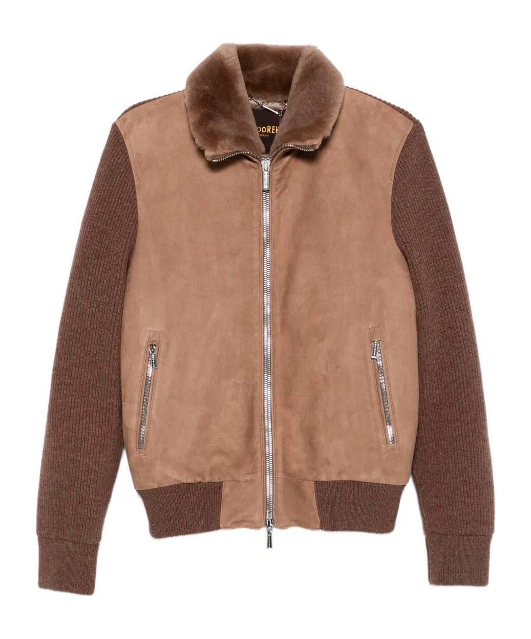 Moorer Shearling-down Campiglio Bomber Jacket In Brown