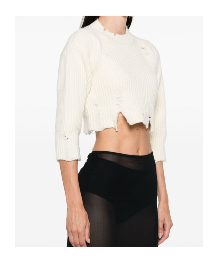 Ann Demeulemeester Round Neck Sweater In White
