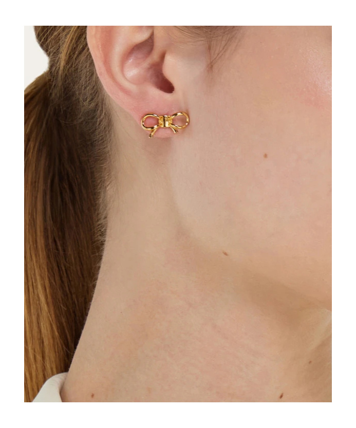 Ferragamo Stylish Bow Design Stud Earrings In Gold