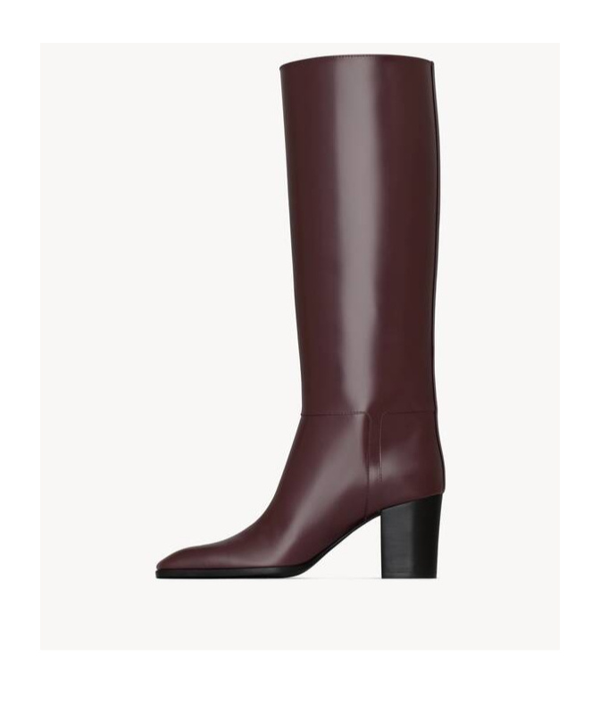 Saint Laurent 70mm Buckle-detail Calf-leather Boots In Red