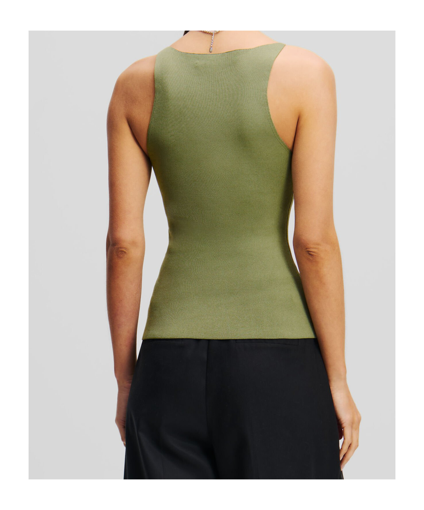 Shop Karl Lagerfeld Knitted Tank Top In Green
