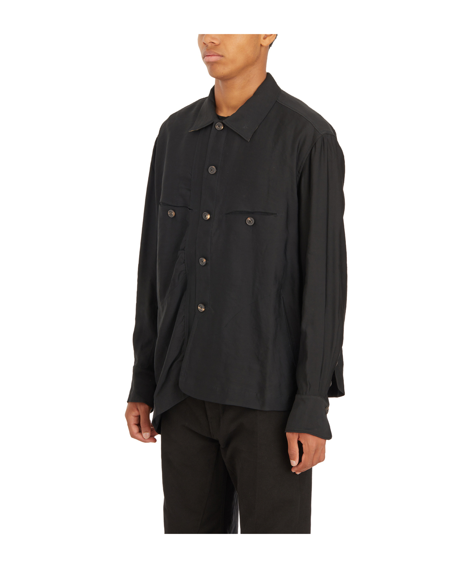 Ziggy Chen Camicia Asymmetric Cocoon In Black