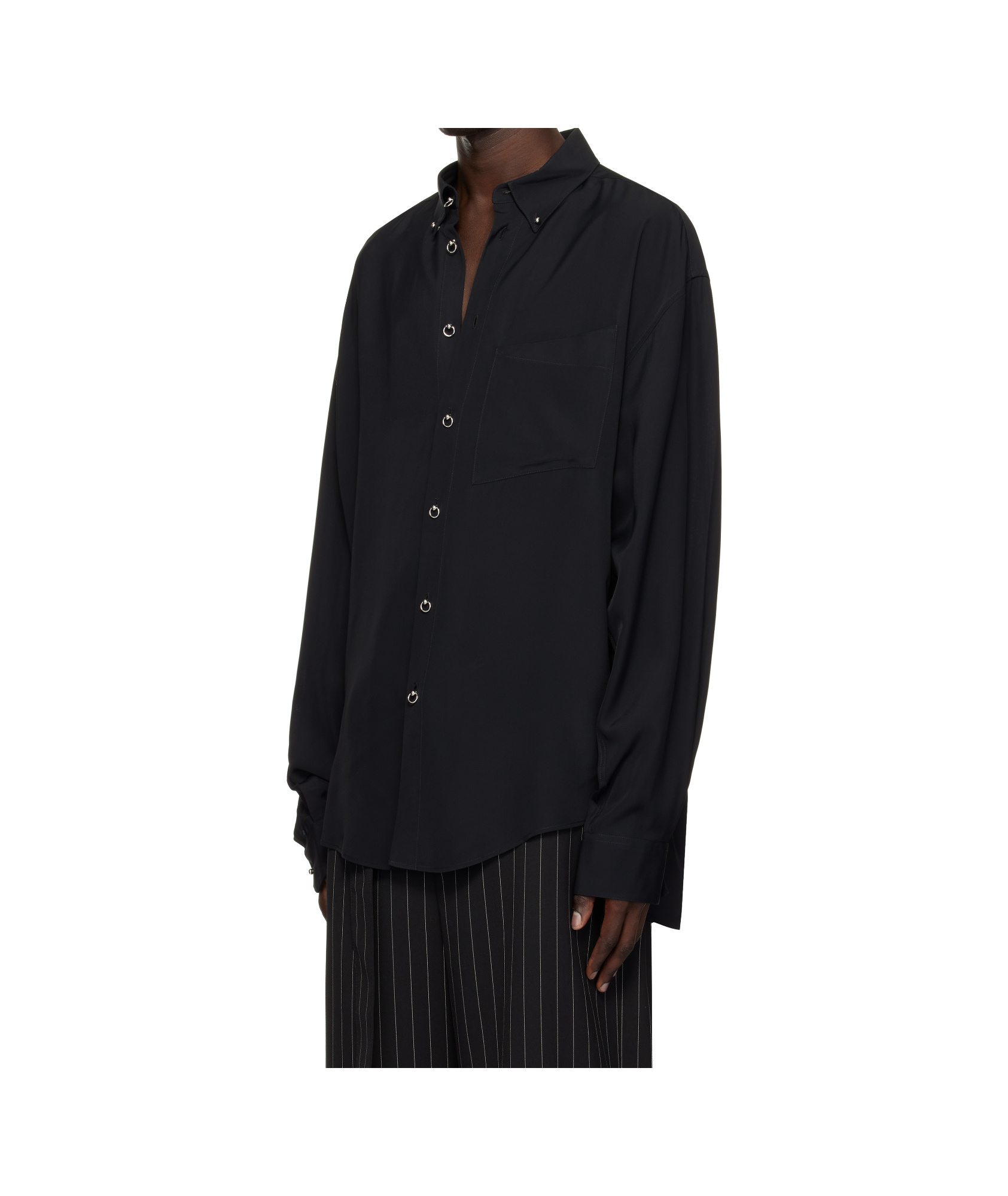 Mugler Button-up Long Sleeve Shirt In Black