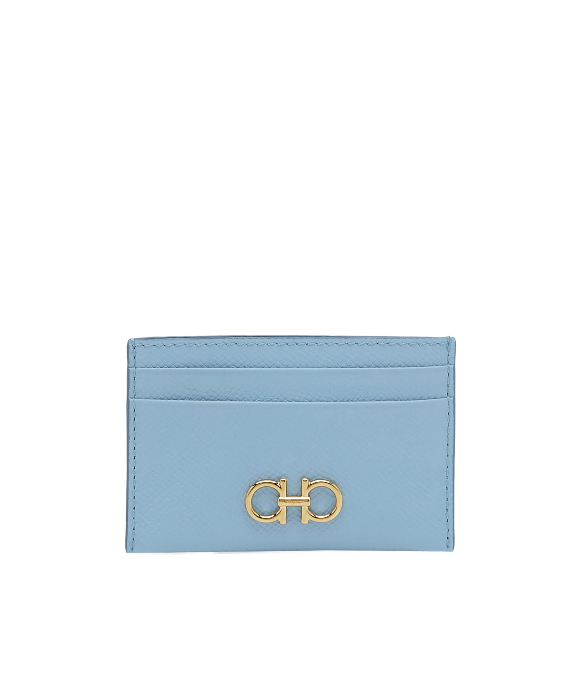 Ferragamo Gancini Leather Cardholder In Blue
