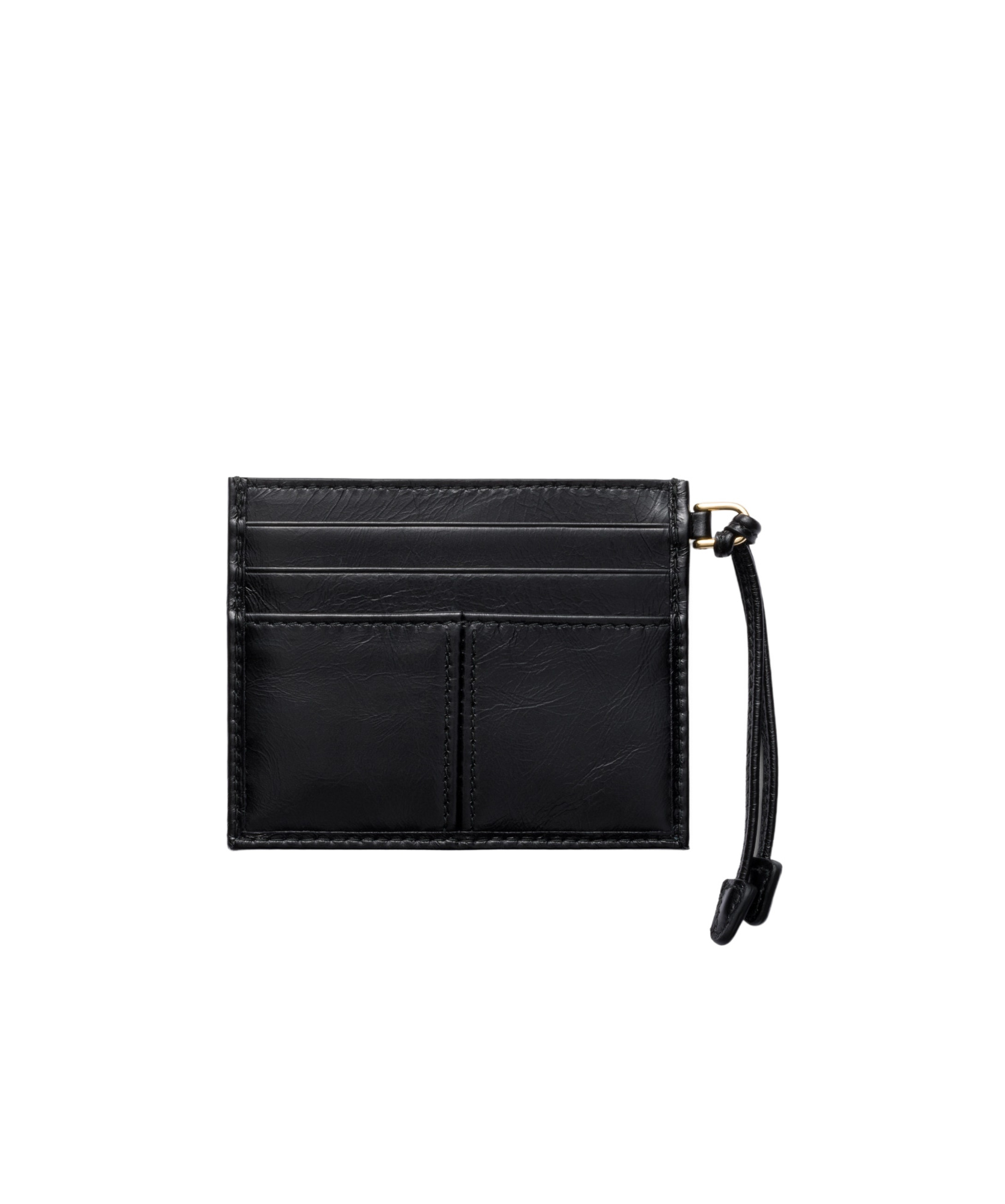 Prada Black Leather Card Holder With Triangle Logo In Black