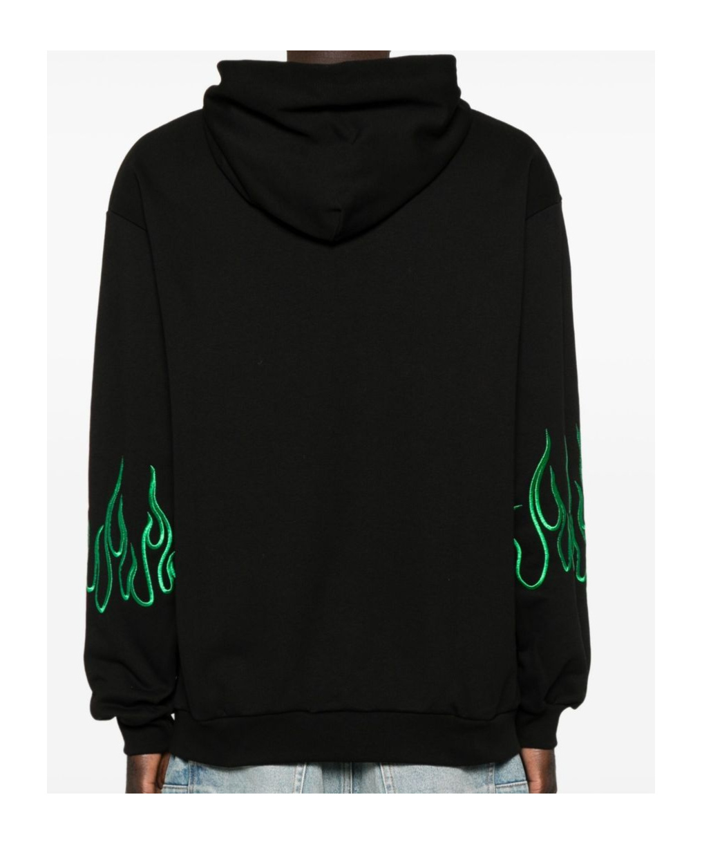 Vision Of Super Relaxed Fit Black Sweatshirt With Flame Embroidery In Black