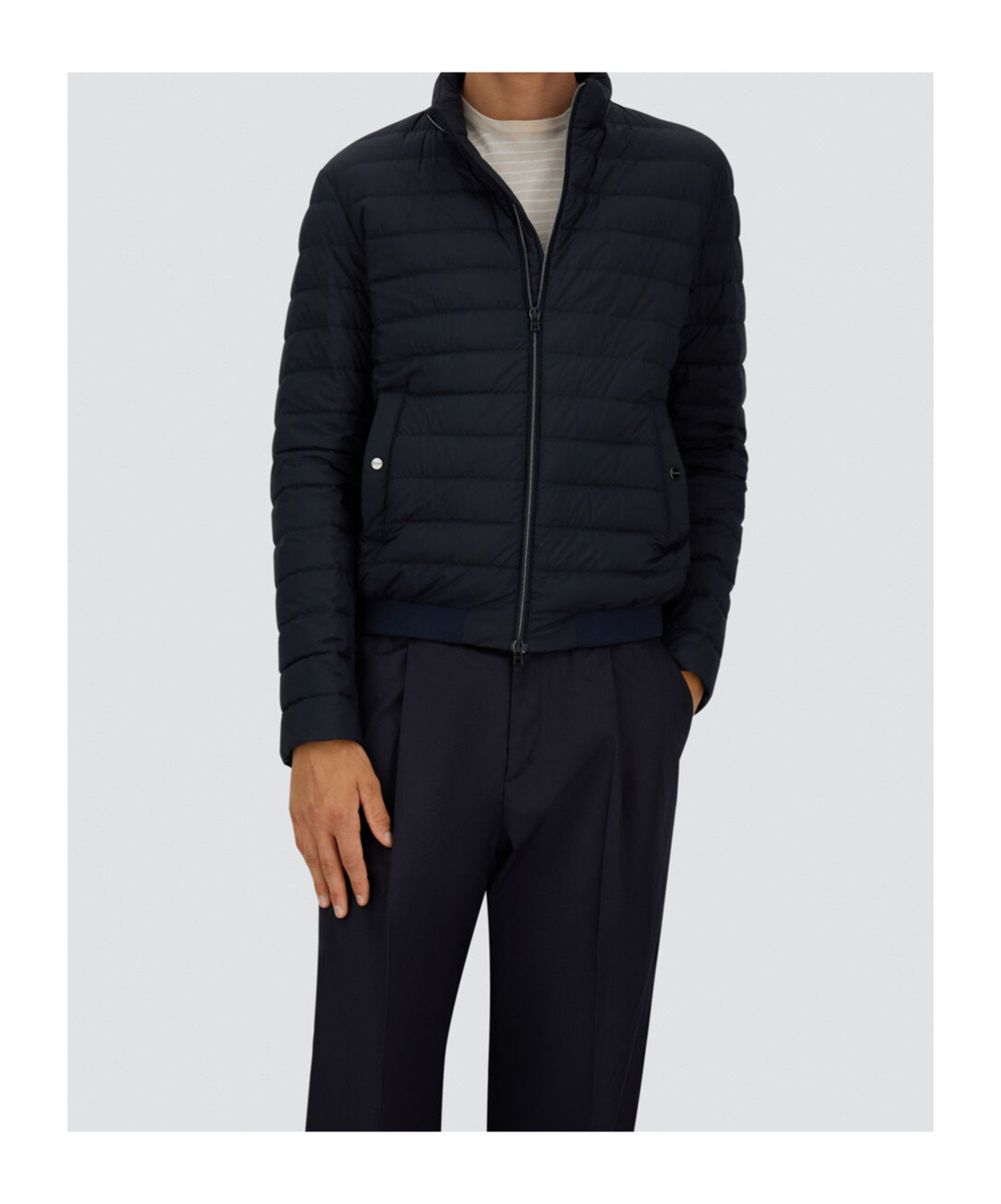 Herno Bomber Ecoage Bomber Jacket In Blue Navy Blue