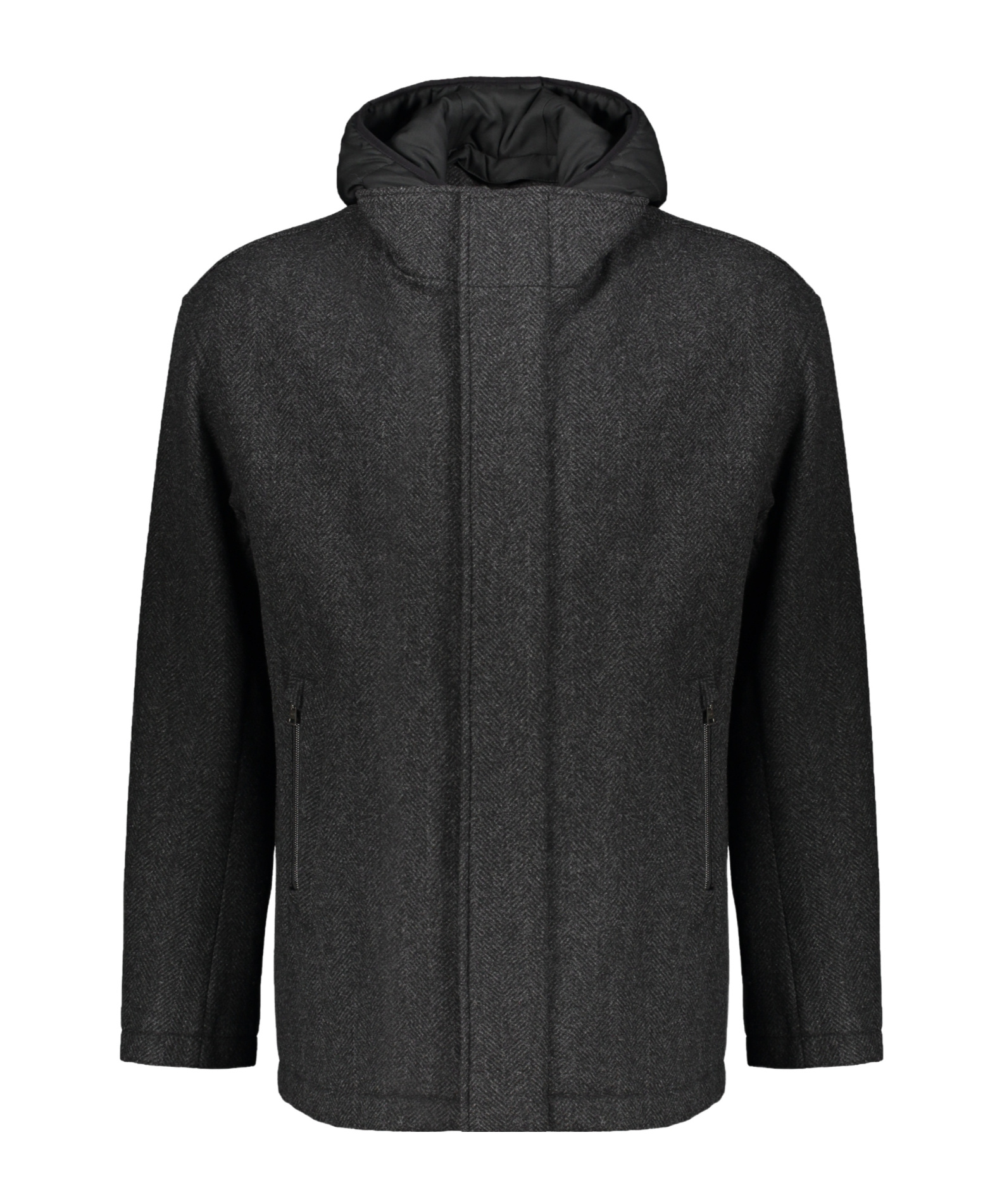 Herno Minimalist Virgin Wool Jacket With High Collar In Black