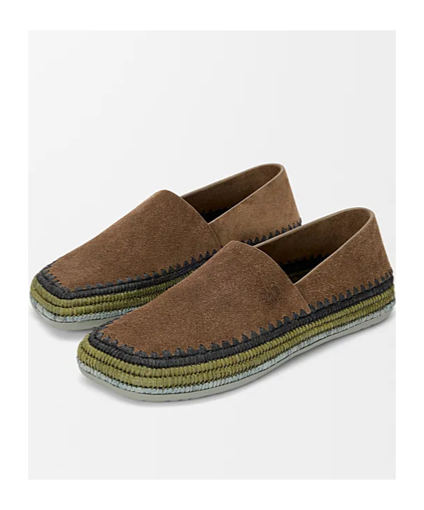 Loewe Brown Rio Slippers In Suede And Raffia In Brown